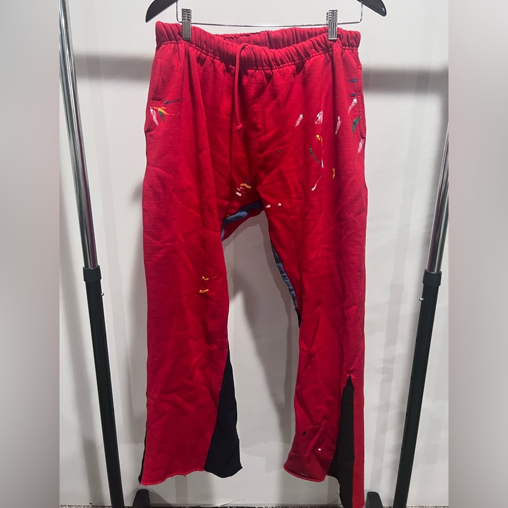 MNML Red Paint Flare Sweats